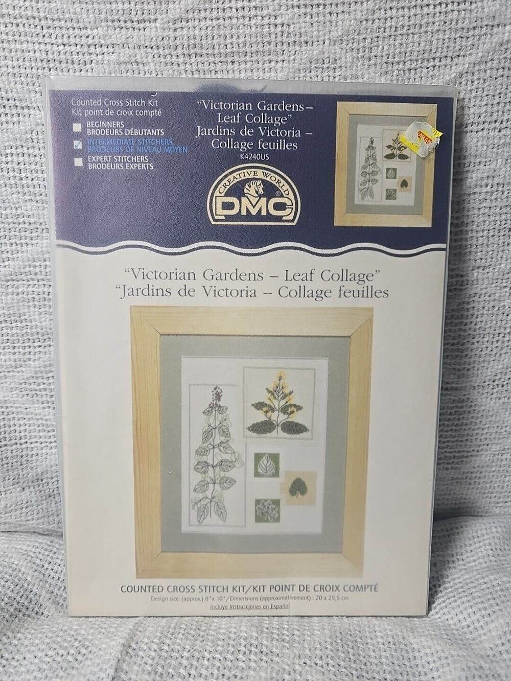 DMC Creative World Counted Cross Stitch Kit Victorian Gardens Leaf Collage 8x10